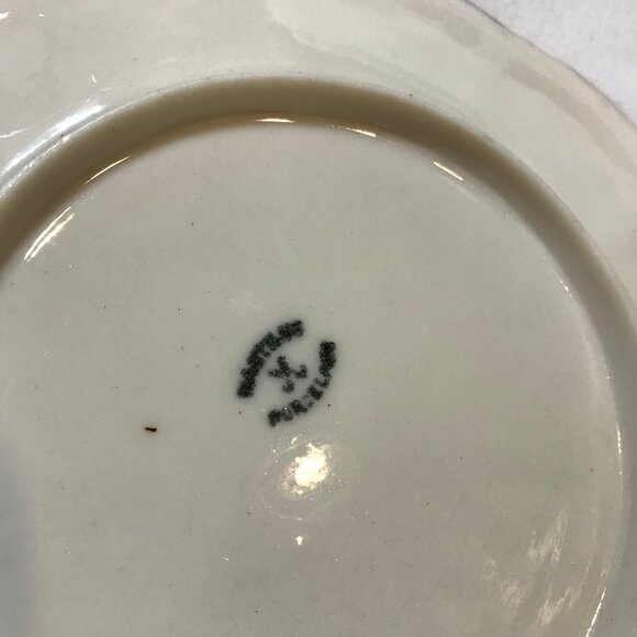 Porcelain Vintage Hand-Painted Plate Pink Poppies Flower Red & Yellow Gold Gild - Picture 8 of 8